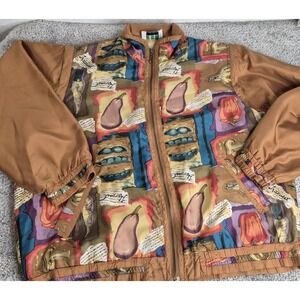 EVR DIV Rousso Vintage Colourful Silk Festival Windbreaker Jacket - L  100% Silk